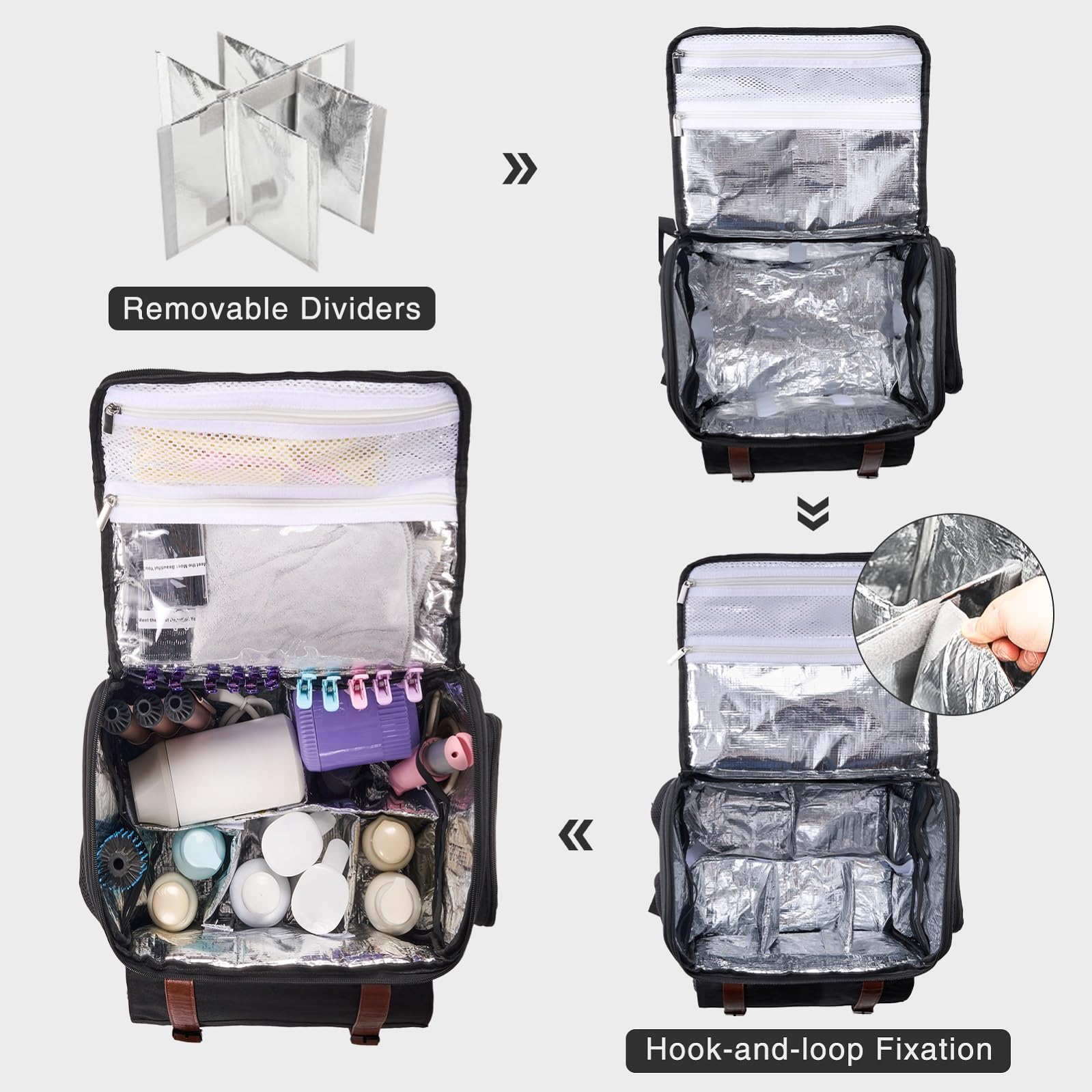 Hautton Mochila de Peluquería Profesional, Bolsa de Viaje Grande para Peluqueros con Correa de Hombro, Mochila para Herramientas de Corte de Pelo y Suministros de Peluquería - Negro