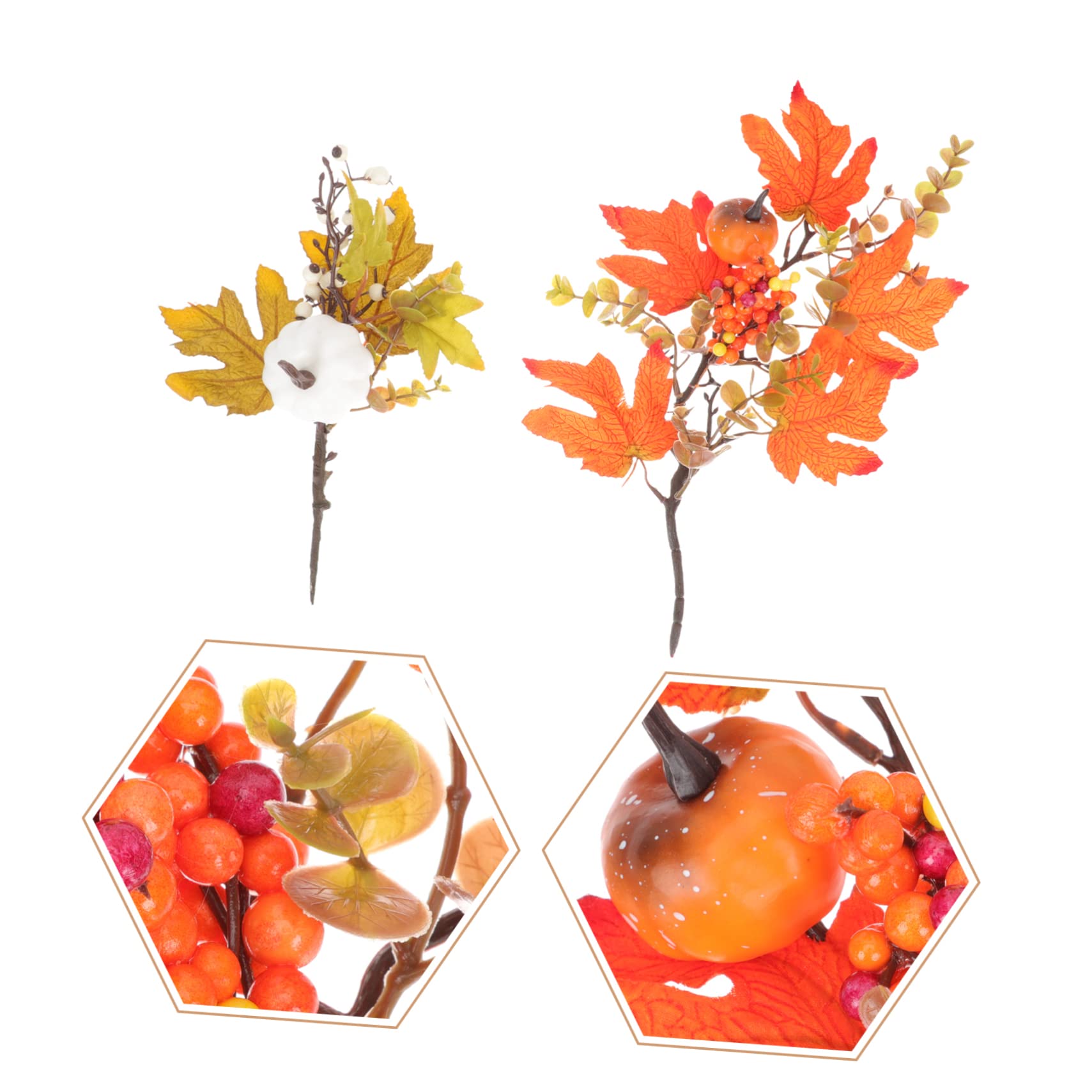 PRETYZOOM 8 Pezzi Vaso Zucca Pick Filler Artificiale Foglie Autunnali Picks Foglia Di Zucca Artificiale e Autunno Bacche Di Ramo Finto Rami Bacca Steli Di Arancione