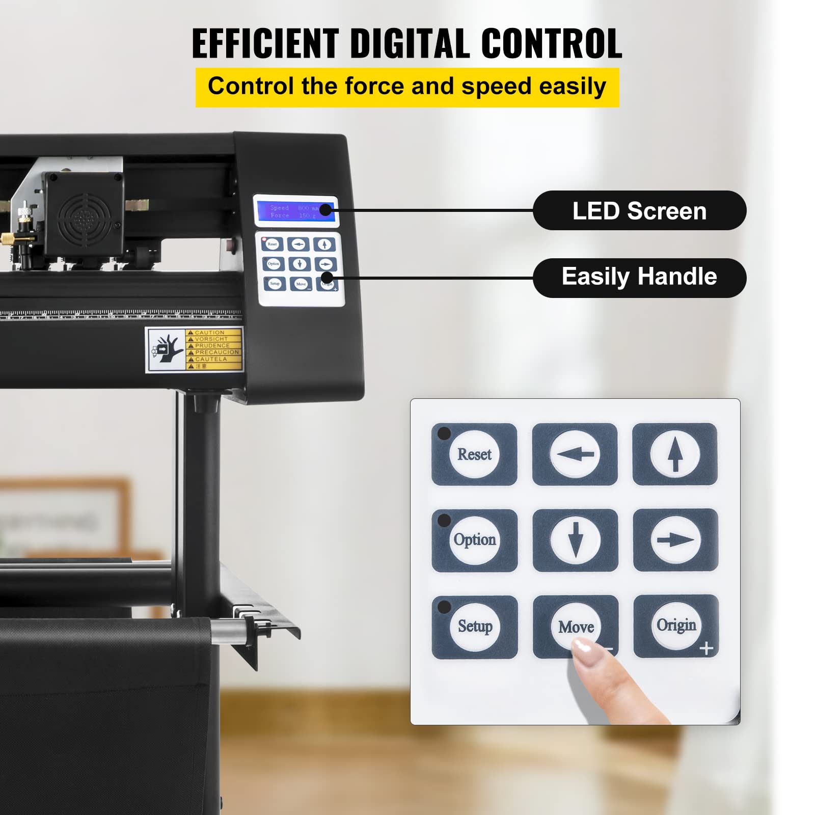 VEVOR Vinyl Schneideplotter 720 mm Folienschneider Schnittgeschwindigkeit 800 mm/s Max. Schnittstärke 3 mm LCD-Anzeige Schrittmotor Schneide Druck Plotter Halbautomatisch 19,7 kg 375mm Cutter Schwarz