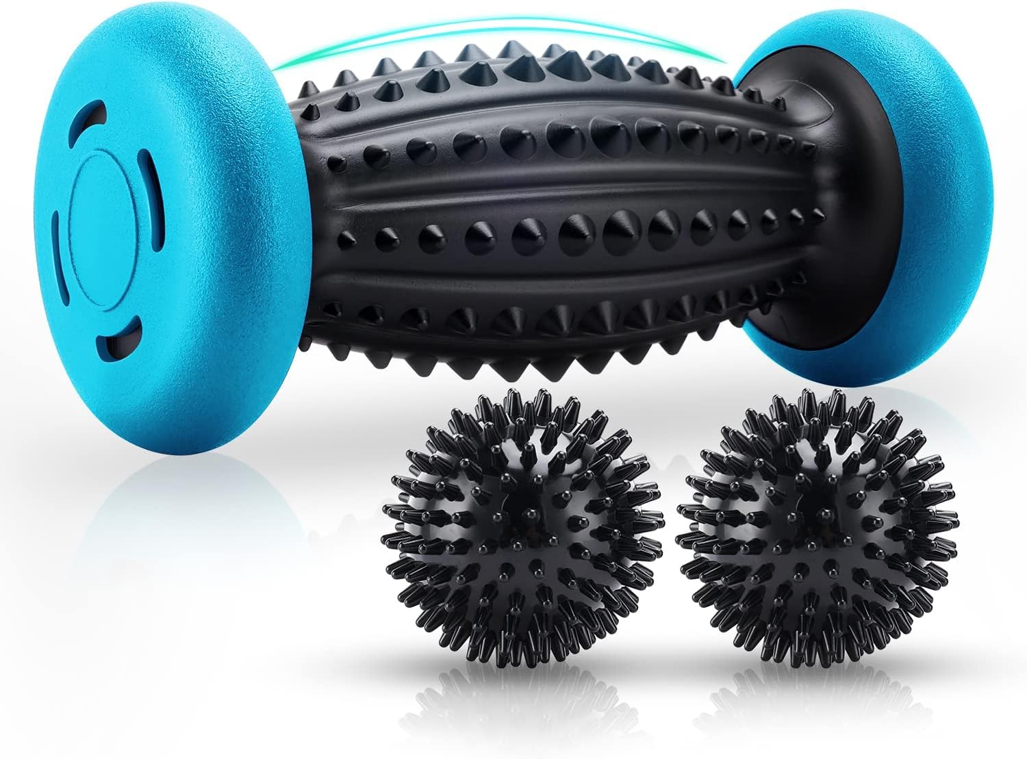 NEOUTH Foot Roller Massage Ball for Plantar Foot Fasciitis Relief Arch Pain Myofascial Pain and Body Muscle Pain Foot Massager Reflexology Tool 1 Foot Massage Roller & 2 Spiky Balls (Black Blue) (B0CVXW8W1K) Amazon Price History, Amazon Price Tracker