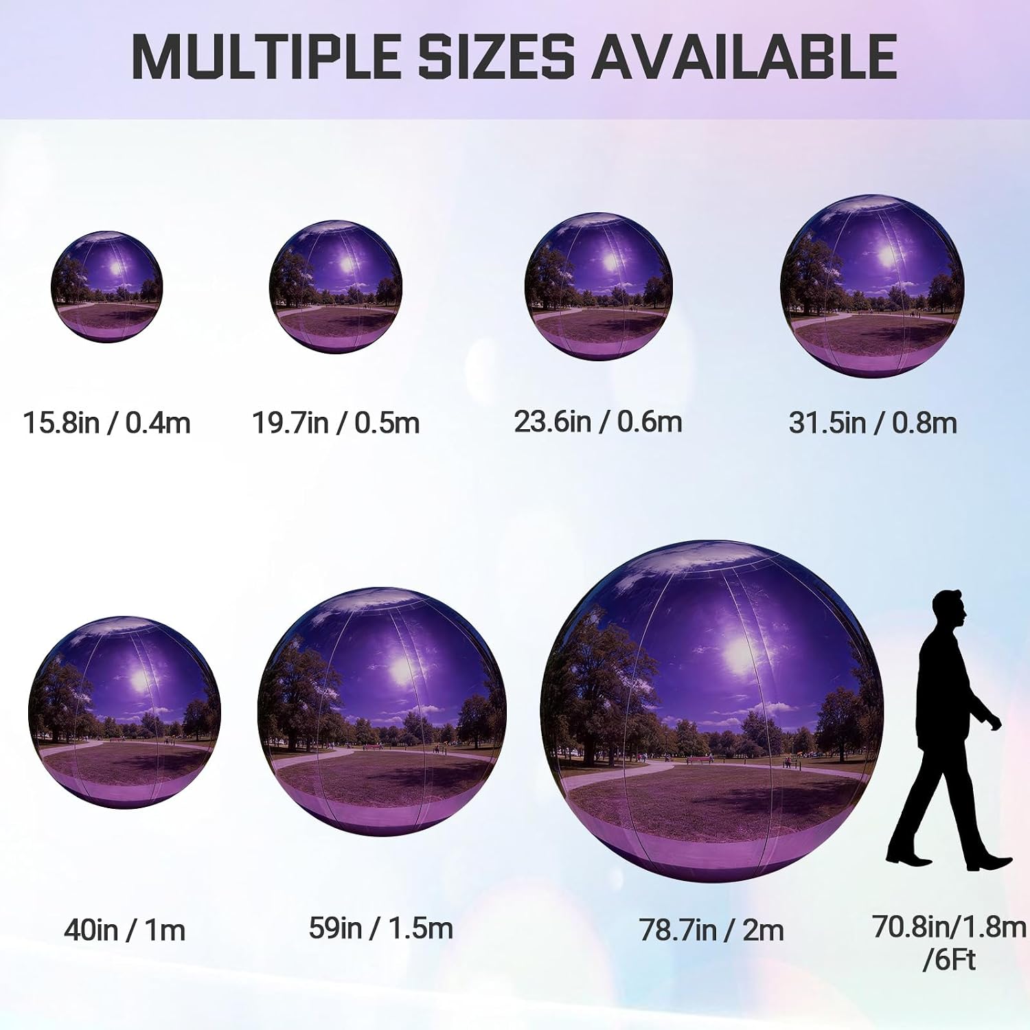 OZIS 23.6inch Giant Inflatable Mirror Ball for Hanging&Standing PVC Airtight Disco Bubble Balloon For Wedding Event Nightclub Stage Party Decor 1 Piece (Purple）