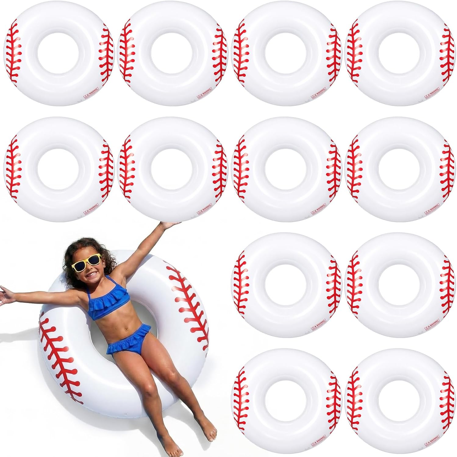 Simgoing 12 Pack Inflatable Pool Float for Kids 24 Inch Swimming Rings Inflatable Tubes Floaties Toys for Kids Adults Summer Beach, Lake, Pool Floaties Toys, Party Decorations