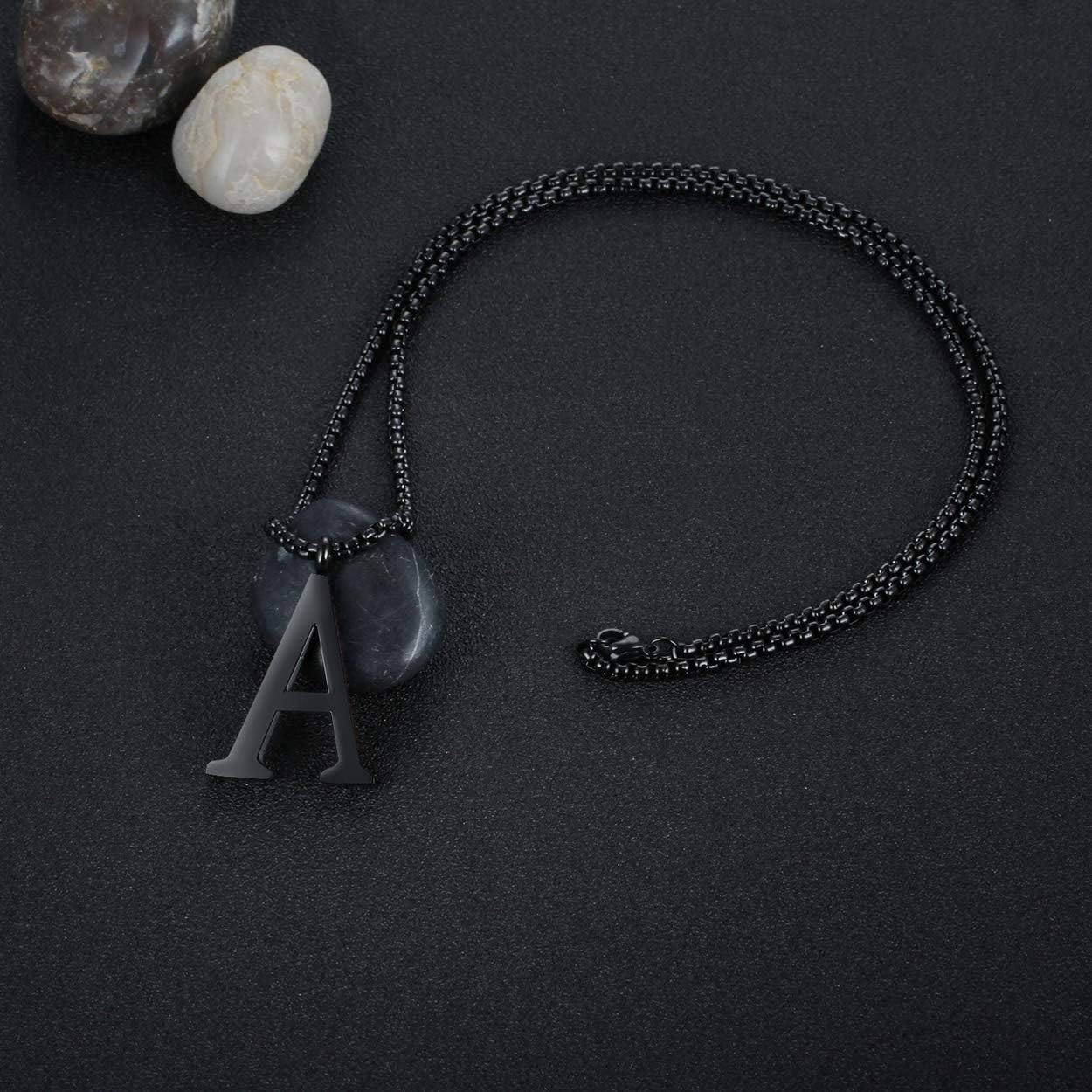 Initial Large Letter K Pendant Necklaces for Girl Boy Women Men 26 Big Alphabet Personalized Charm Necklace 24 Inch Black Chains I CAN DO ALL THINGS on Back : Everything Else