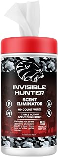 Zone Protects INVISIBLE HUNTER Scent Eliminator Wipes - 80-Count, Triple Action Odor Control for Gear, Skin & Equipment, Stay Invisible in the Woods
