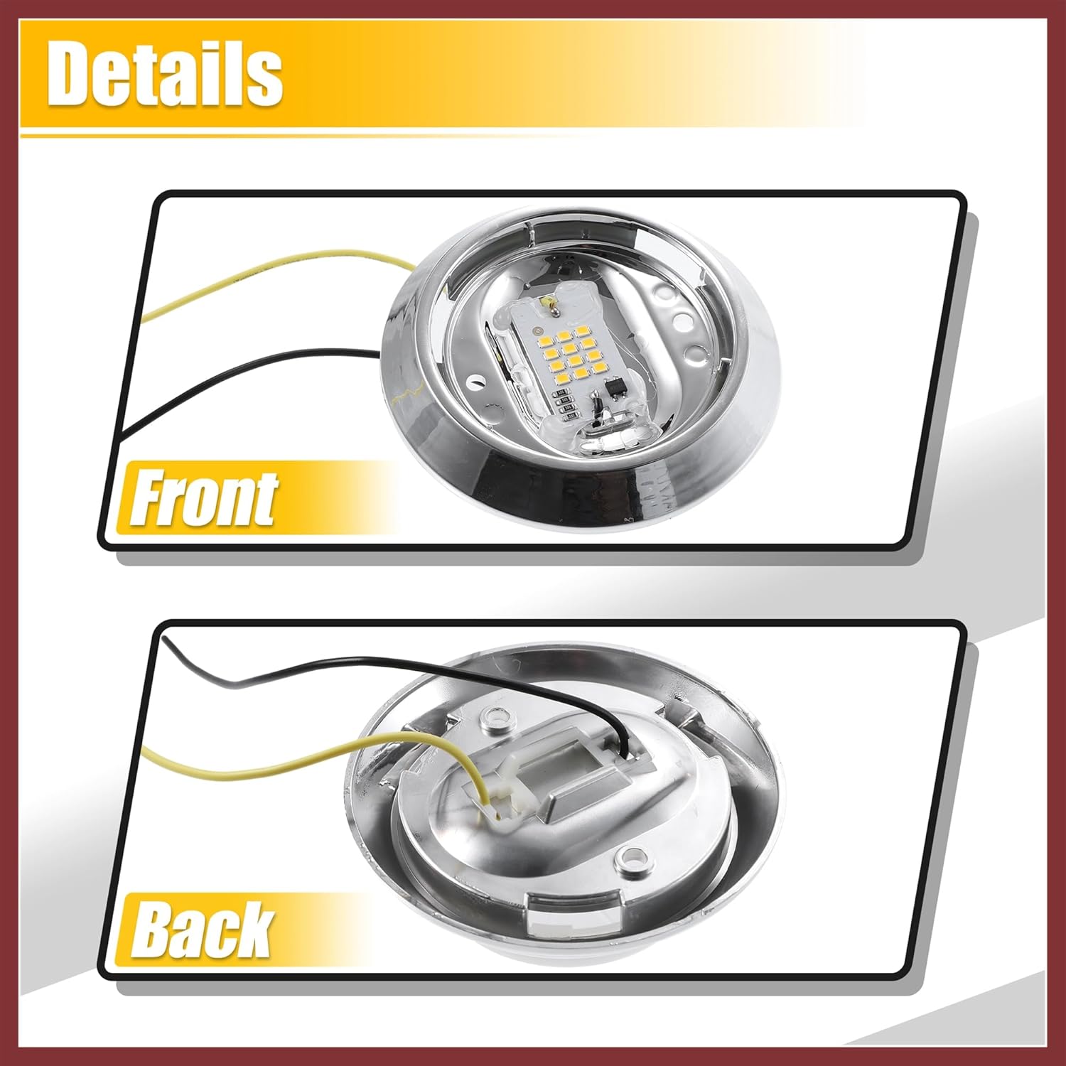 12V Car Reading Light LED Round Dome Light Trunk Lamp Kit Car Interior Roof Ceiling Light for Pontiac GTO for Buick Regal for Chevrolet Malibu Replace Parts