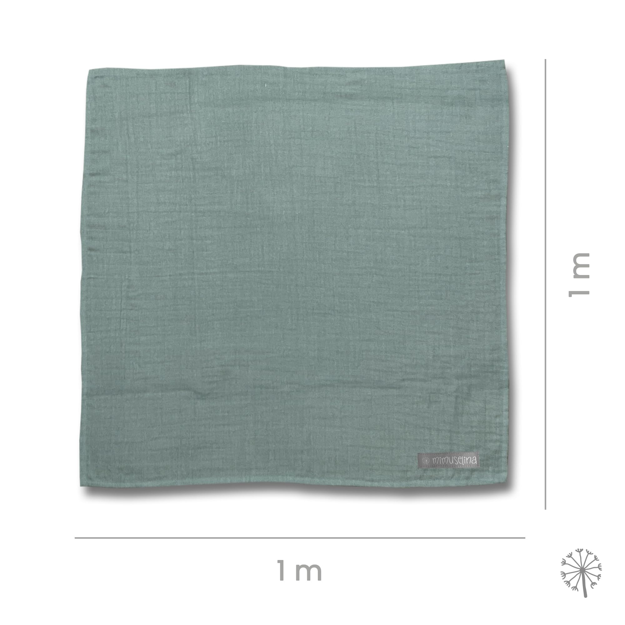 Confezione da 2 Mussola per Bambini 1x1m, Panno per Allattamento in Cotone Morbido, Assorbente, Traspirante (Ecru/Mint)