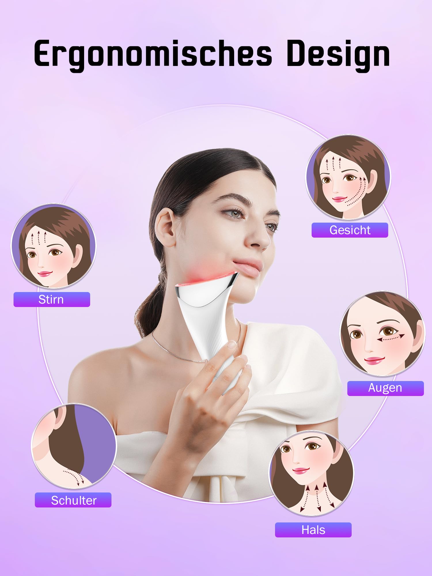 Gesichtsmassagegerät Gesicht Gerät Massagegerät Falten: Face Massager EMS Facelifting Gerät - Anti-Falten mit 3 LED Modi gesichtsmassage - 45℃ Heat Massagegerät zur Hautstraffung für Damen Herren