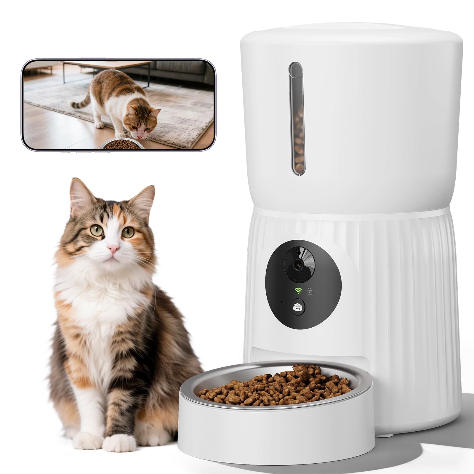 【新品】Surfola カメラ付き自動給餌器 スマホ遠隔操作 4L ホワイト Amazon | Surfola 自動給餌器 猫 犬 カメラ付き 1080P 暗視対応 Wi-Fi