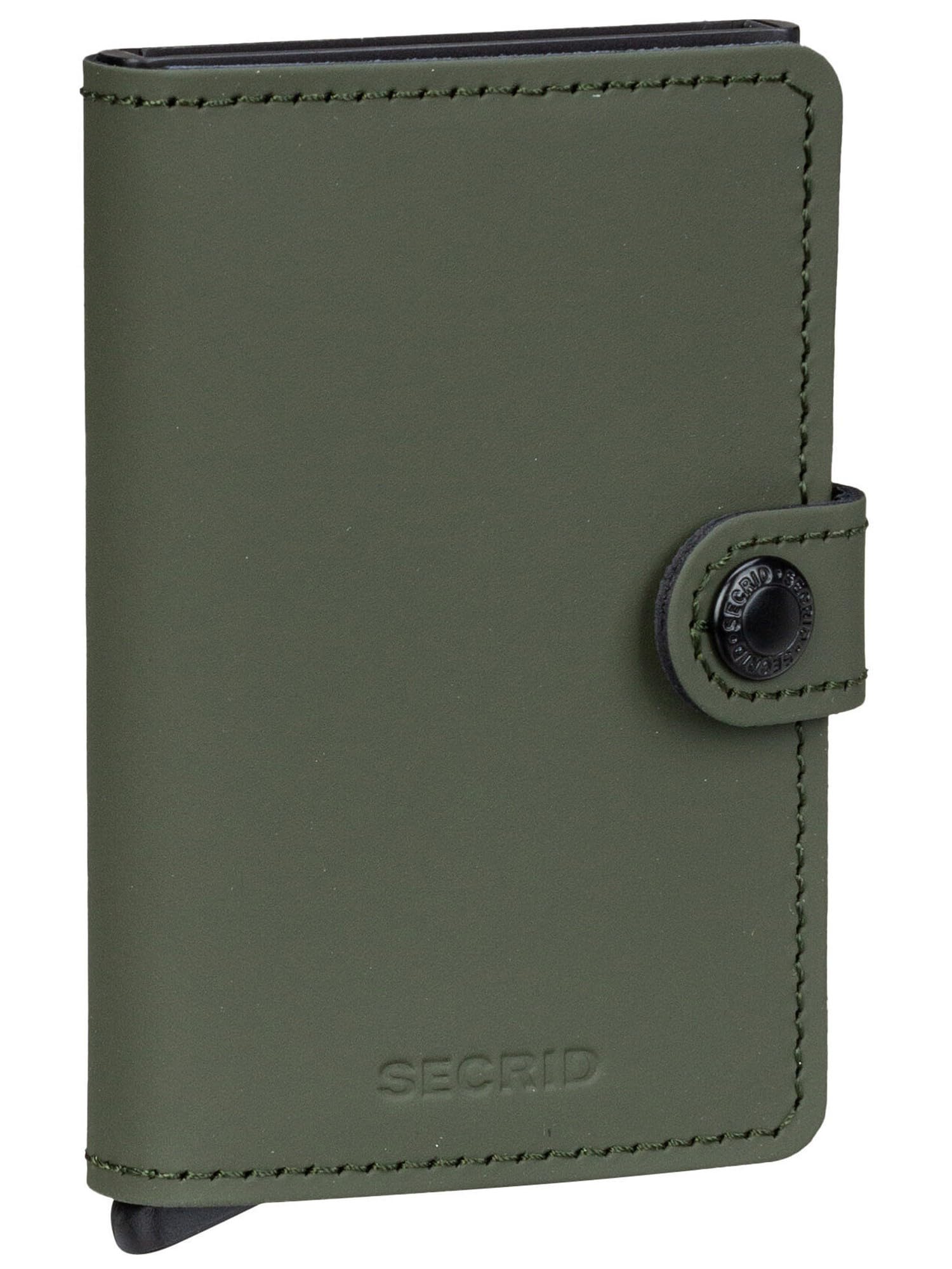 Secrid Mini Wallet Matte Leather With Rfid Safe Card Case (Matte Green Black), Matte Green Black, Matte
