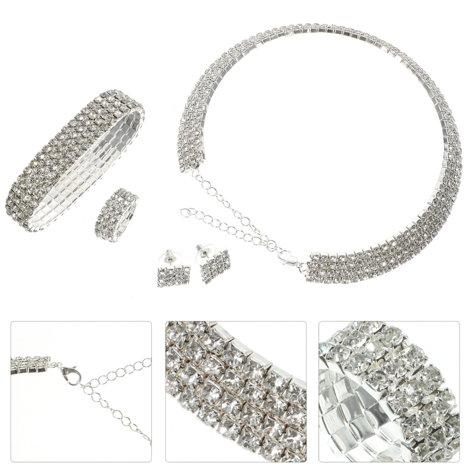 Ipetboom Pendientes De De Imitación Cadena Para Novia Collares Para Mujer Pulseras Dijes De Boda Oro Redondo Para Mujer Traje Anillo Trajes Para Mujer Kit De