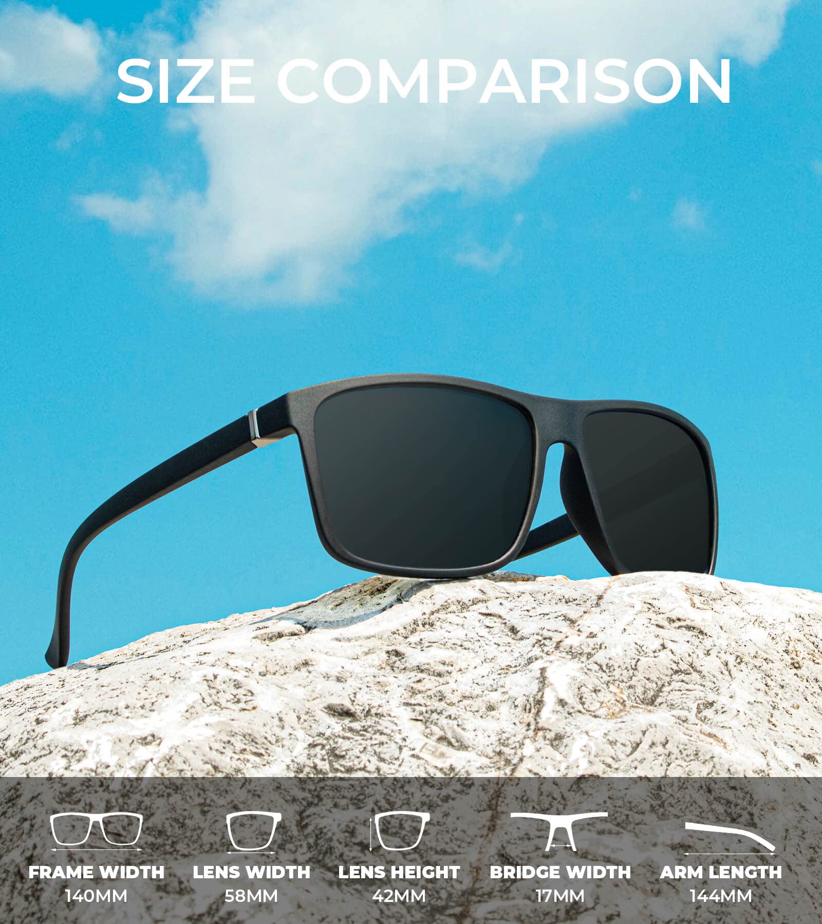 Gafas de sol polarizadas para hombres y mujeres, gafas de sol para hombre con protección UV para conducir, pescar y jugar golf (paquete de 3), (3 unidades) Negro/Negro/Negro 3