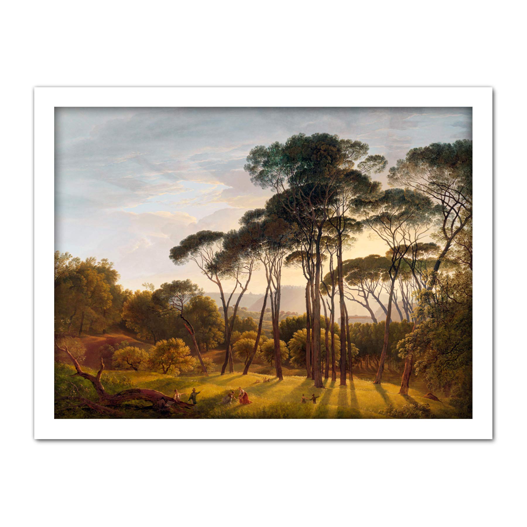 Artery8 Voogd Italian Landscape Umbrella Pines Painting Artwork Framed Wall Art Print 18X24 Inch