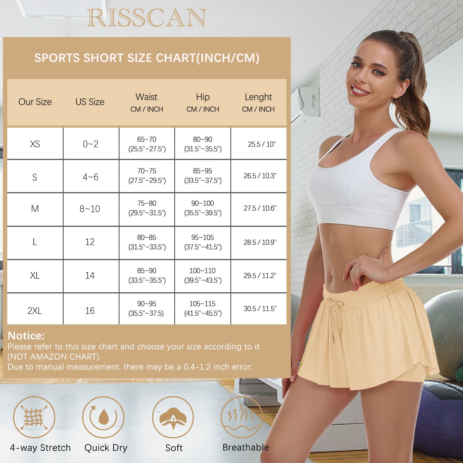 Short de Sport 2 en 1 pour Femme - avec Poche - Motif Papillon - pour la Course à Pied, l'entraînement, la Transpiration, l'élasthanne - pour se détendre, la Gym, Le Yoga, l'été