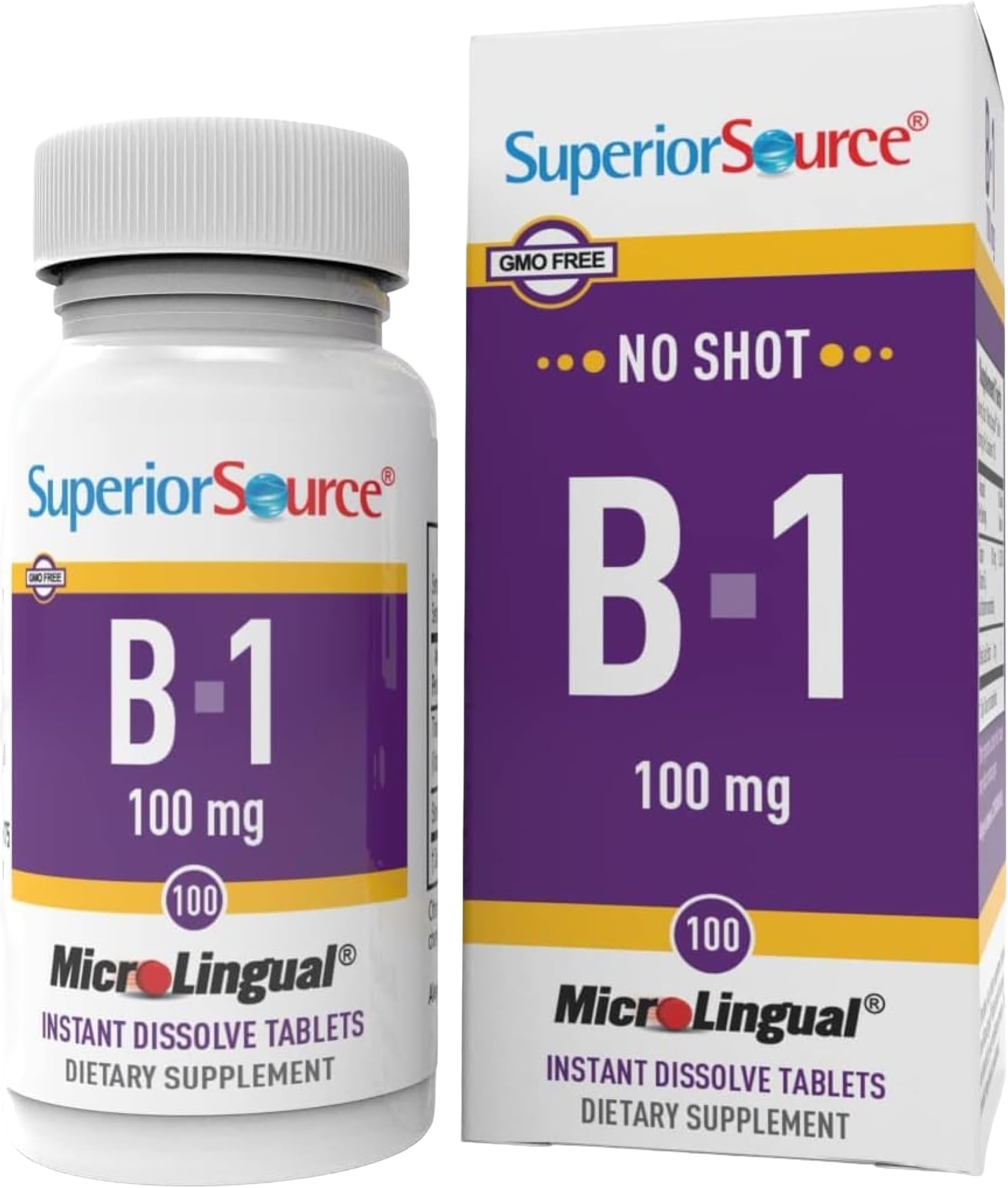 Superior Source B-1 100 mg - Vitamin B Supplement Supports Healthy Energy & Growth - Nervous & Digestive System Support Formula with Thiamin - 100 Sublingual Dissolving Tablets