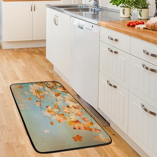 Miniatura 6 de Thanksgiving Autumn Maple Leaves Kitchen Rugs and Mats, Non Skid Absorbent Resist Dirt Kitchen Mat Runner Comfort Standing Floor Mat 39"x20" for