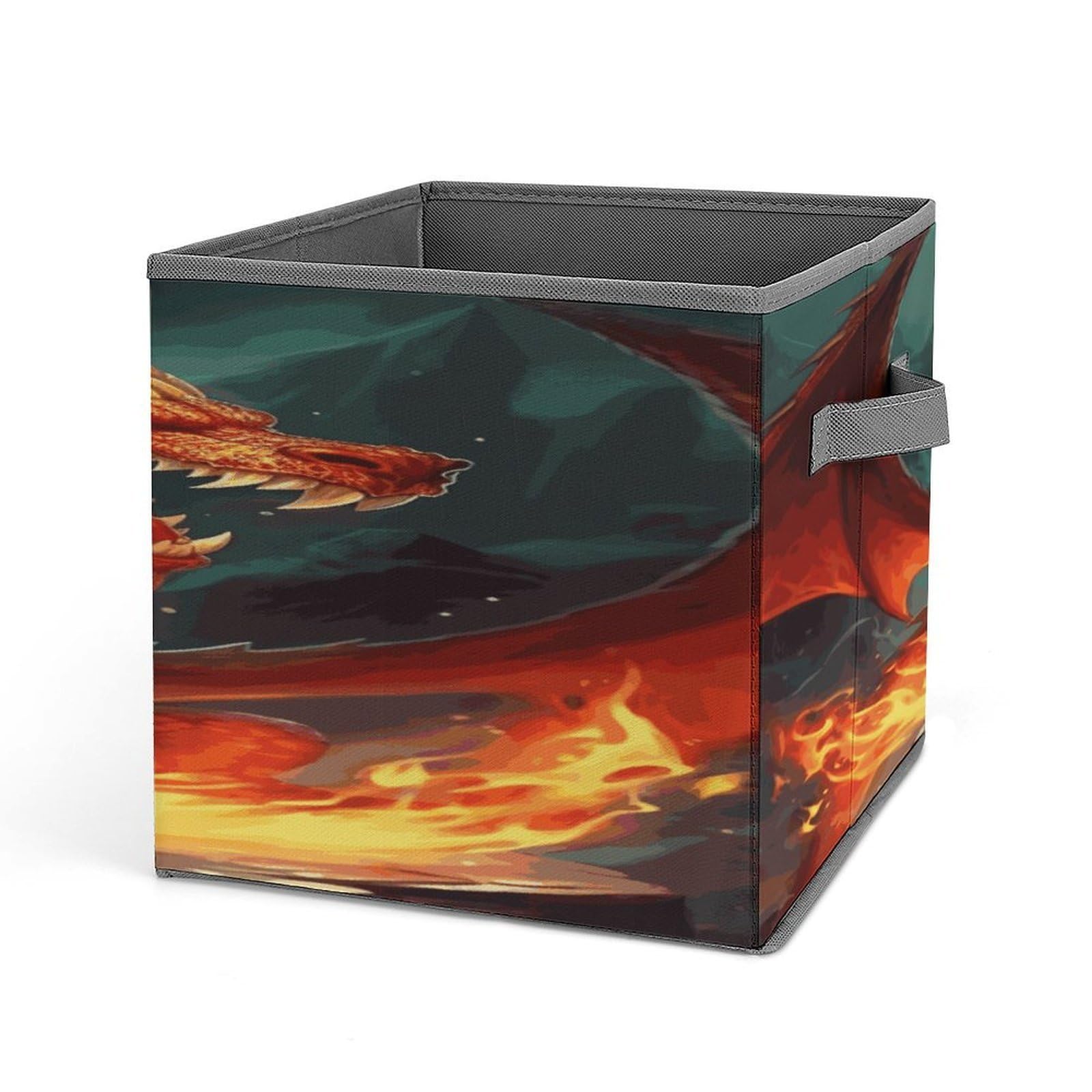 Fodpand Style Dragon King In Fire Storage Cubes Foldable Decorative Fabric, Storage Bins Baskets With Handles, Closet Organizers And Storage For Home, Office,Closet, Clothes