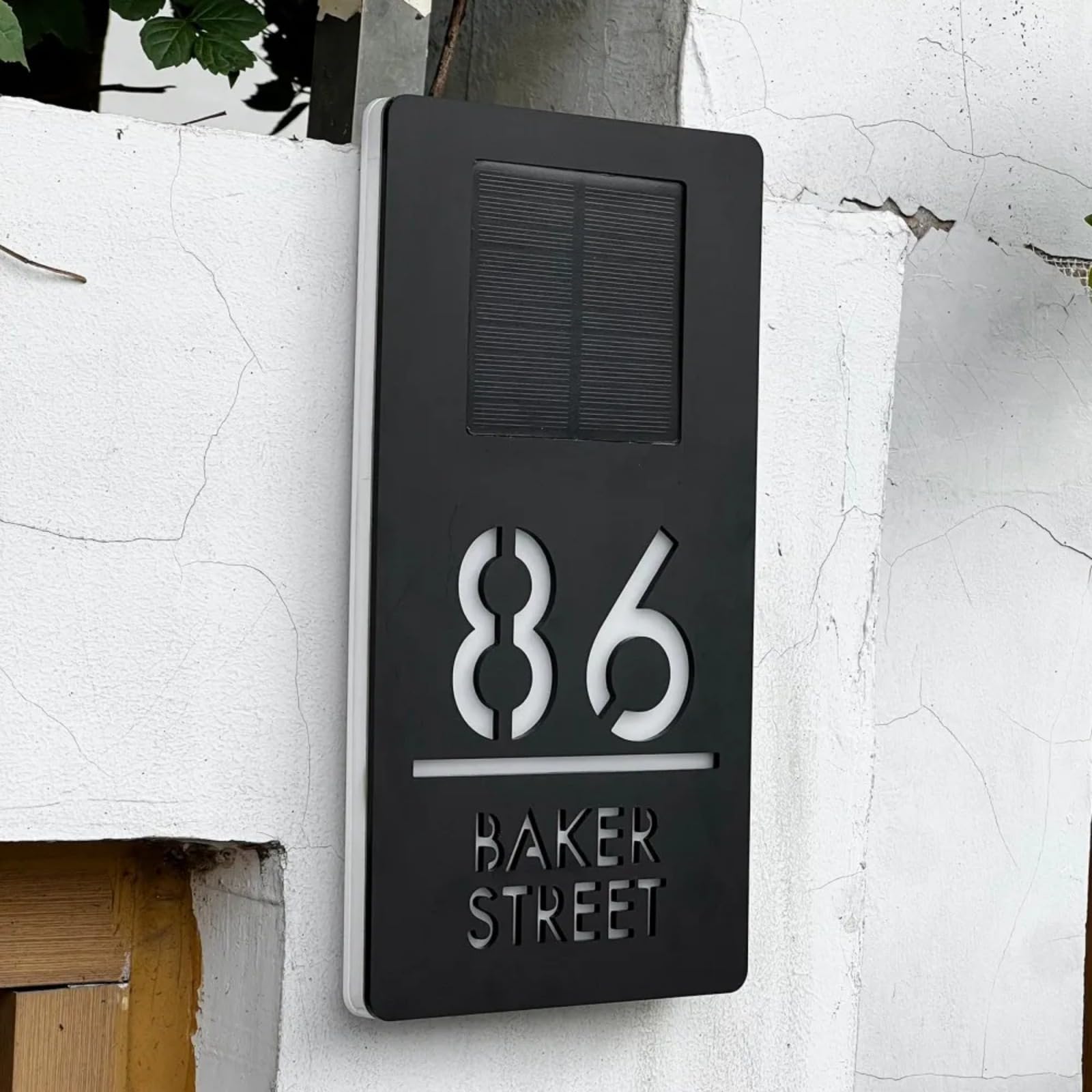 Targa con numeri civici a energia solare personalizzata per esterni, con illuminazione a LED, idea regalo per l'inaugurazione della casa, numeri di indirizzo a LED, targa moderna per giardino,