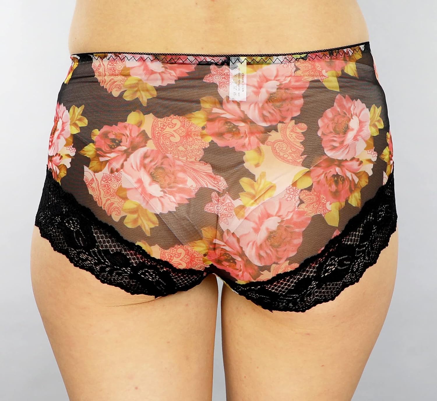 Mona's Choice Flower Pattern Mens Satin Briefs With Ice Silk Pouch/Mens Sissy Panties