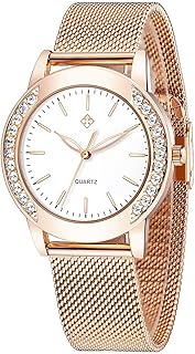 Fashion Watches for Women Rose Gold Stainless Steel Mesh Band Watch Elegant Ladies Gifts Waterproof Wrist Watch