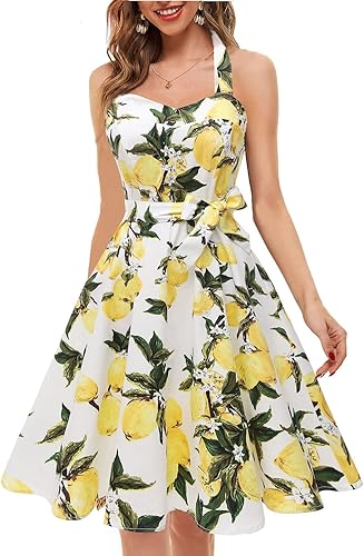 Miniatura 2 de Topdress - Vestido Audrey clásico de cóctel para mujer, estilo retro de los años 1950, diseño con lunares y cuello halter