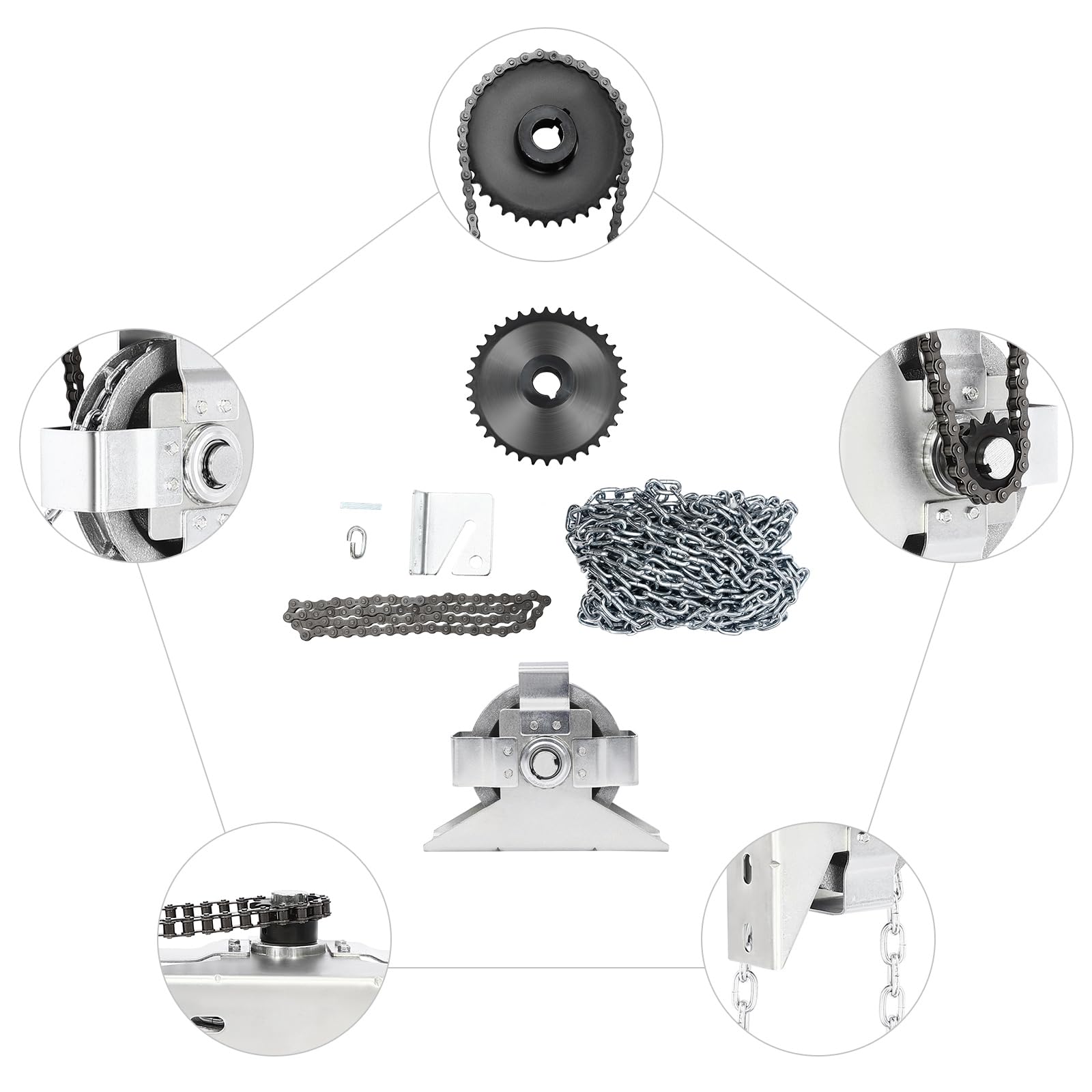 Garage Door Jackshaft Chain Hoist, Roll Up Rope Hoist for Garage Door Opener Chain Hoist for Commercial, Industrial, Residential, Garage Doors