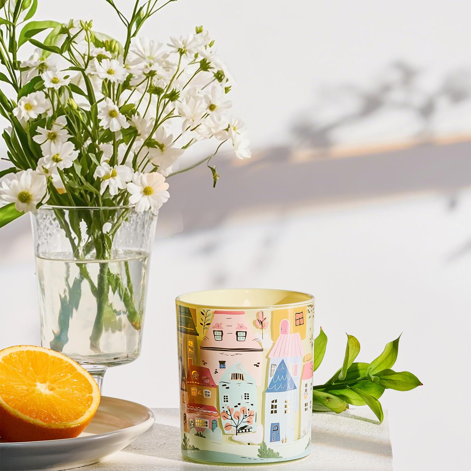 M&SENSE Bougie Parfumée Graffiti Architectural Dessiné À La Main|Mousse Ambre Scent |290g En Cire De Soja Naturelle (55H De Combustion)|Bougies de Décoration D'Intérieur
