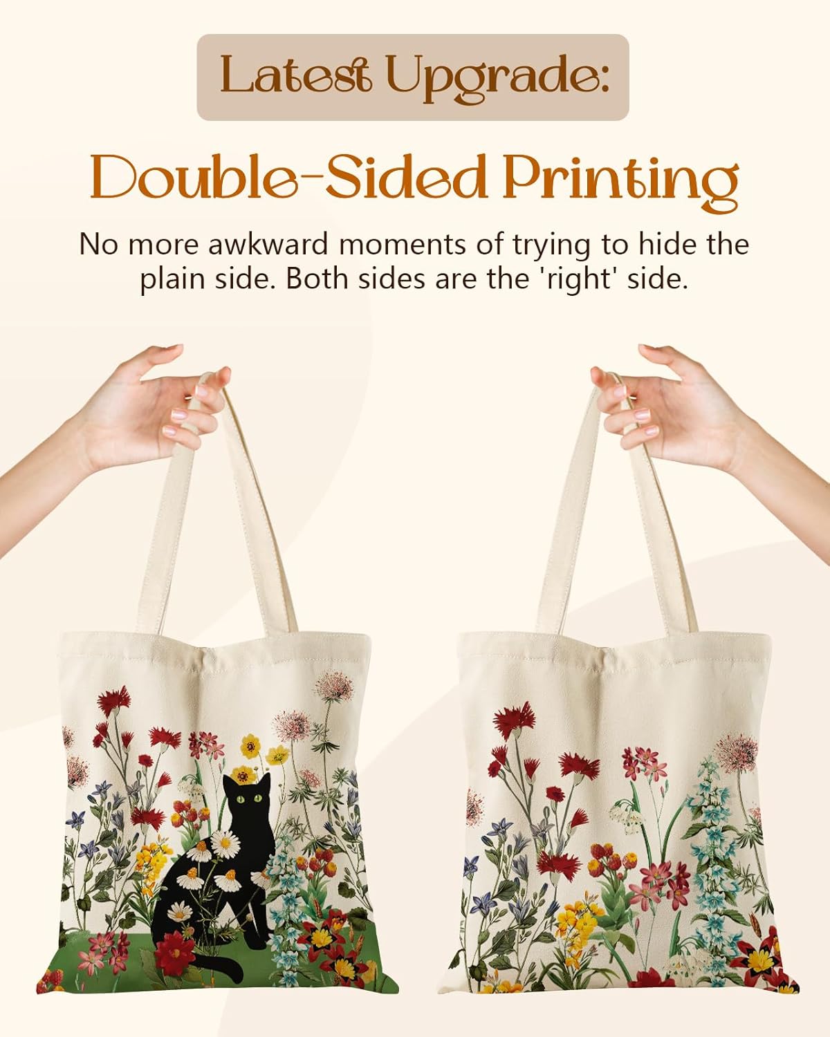 Aesthetic Tote Bag for Women- with Magnetic Buckle and Zipper Inner Pocket Cloth Cotton Canvas Tote Bags - Image 5