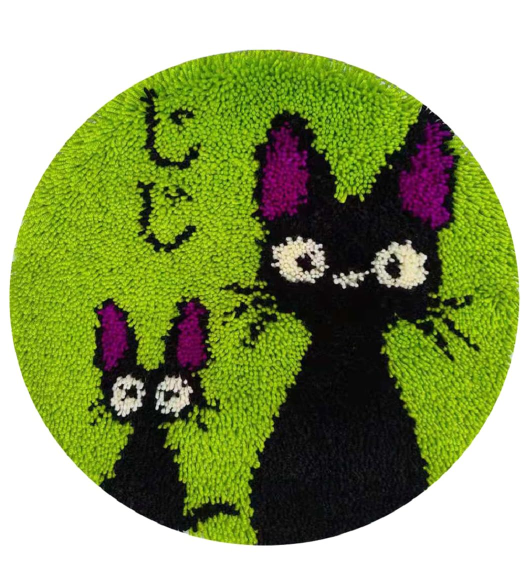 YOOTOM Kit Tappeto Gancio a Scatto di Gatti, Tappeto Annodare Fai Da Te Creativo, Set di Tappeti da Ricamo, Cuscini Decorativi fai-da-te, Tappetino a gancio, Modello di colore prestampato, 50x50cm