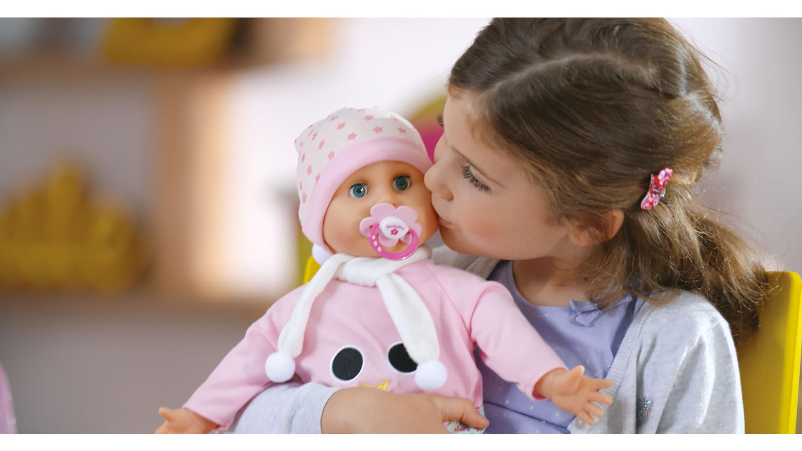 Pioupiou et Merveilles Dimian - Bambolina Lalka Dobranoc - 42 cm - Lalka z czapką nocną - Smoczek do odtwarzania czasu snu - Piosenkarka i kołysanka z 50 zapisanymi słowami