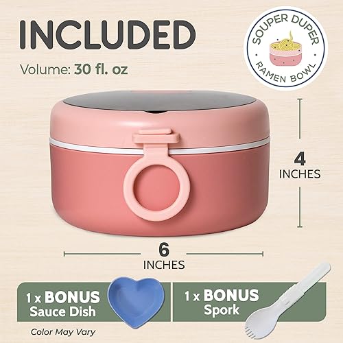 Miniatura 3 de Juego de cuencos de ramen con utensilios y platillo  Microondas, sirve y come fideos en el mismo tazón de sopa  Tapa a prueba de fugas  Fácil de