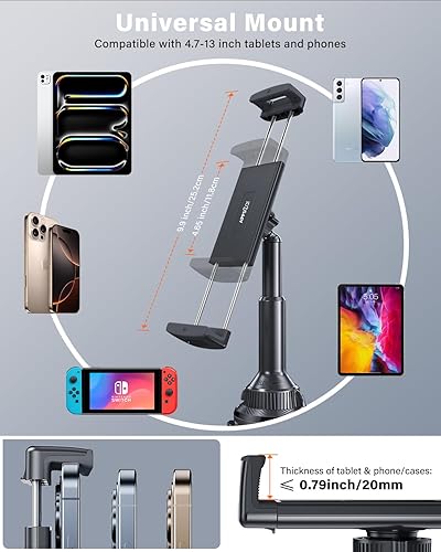 Miniatura 7 de APPS2Car Soporte para tablet para automóvil, soporte para tableta para camión, soporte de automóvil para iPad de altura ajustable con abrazadera de