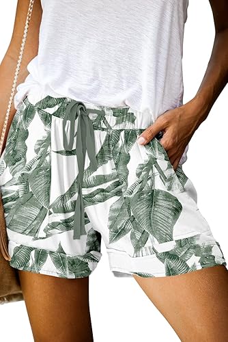 QUEEN PLUS Womens Casual Shorts Comfy Elastic Waist Drawstring Pocket Shorts Pants