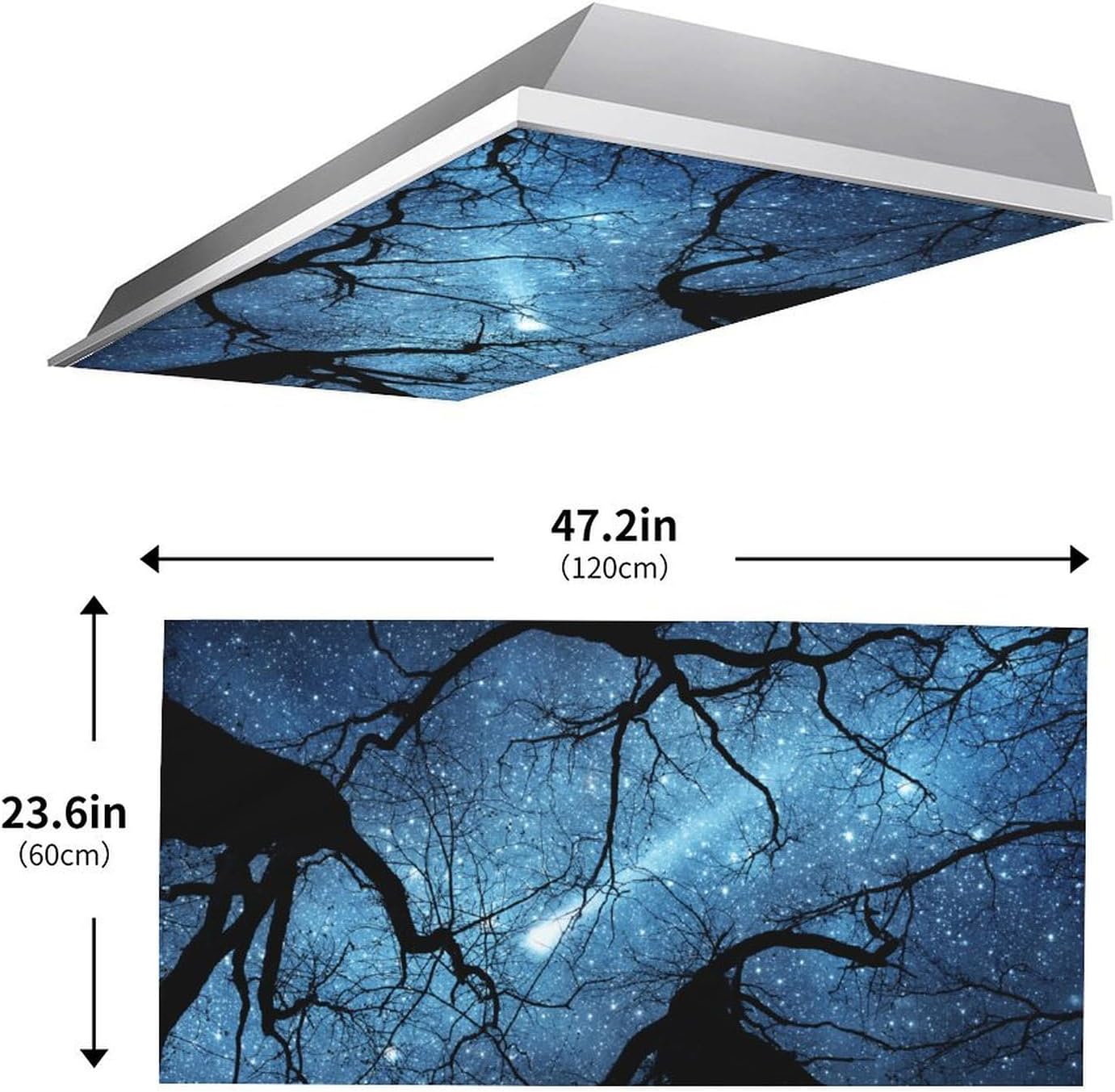 2Pack Night Scene Fluorescent Light Cover for Classroom, Magnetic Drop Ceiling Decorative Film Filter,Eliminate Harsh Glare Causing Eyestrain and Headaches,4 X 2 Feet
