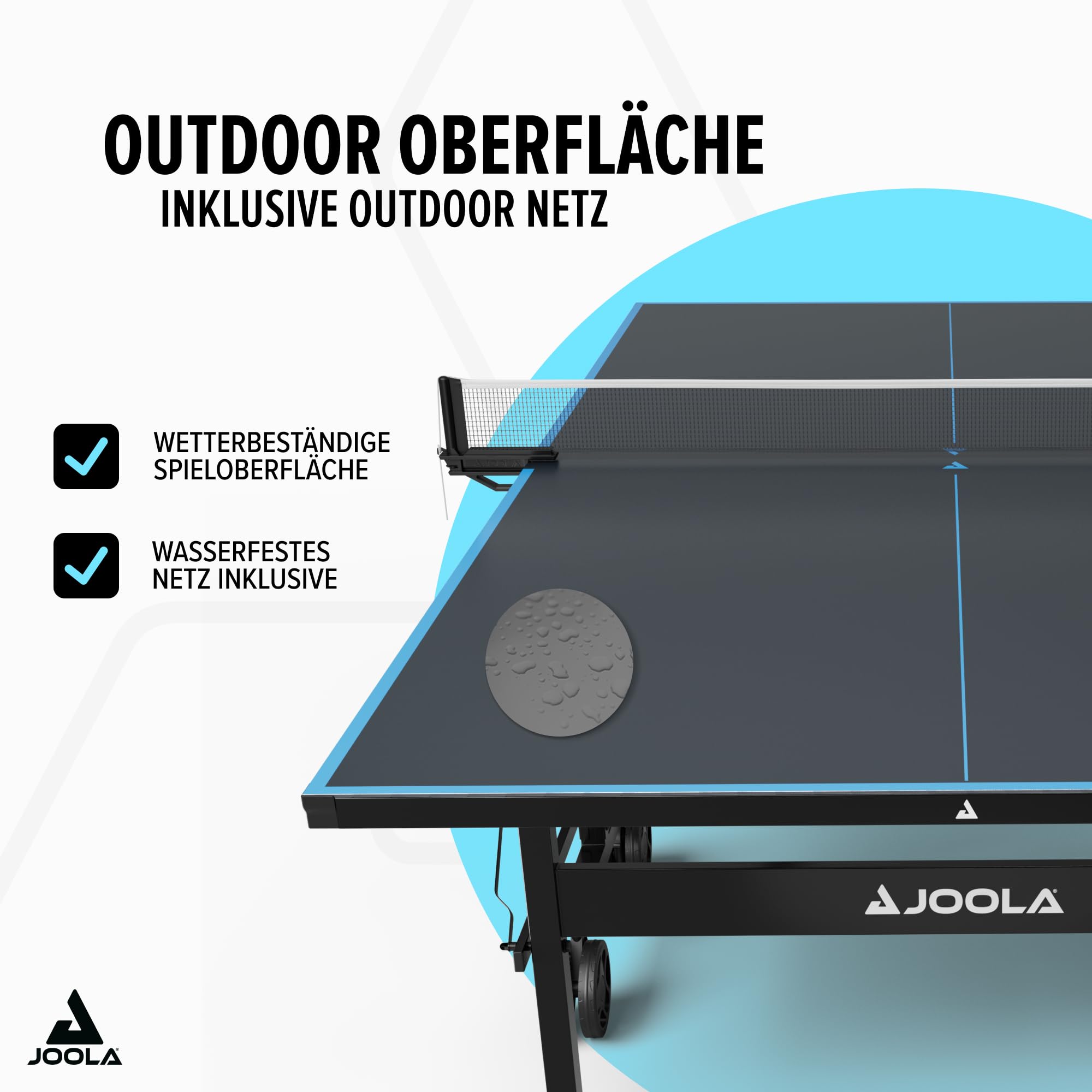 JOOLA Tischtennisplatte Outdoor - Profi Tischtennistisch Aluminium-Verbundoberfläche - wetterfest klappbar - inklusive Netz
