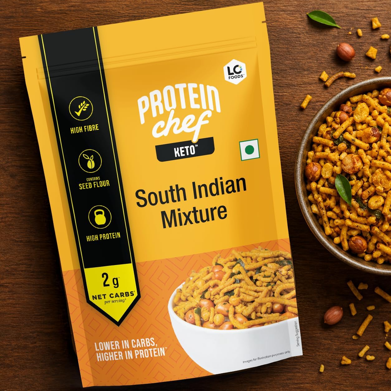 Lo! Low Carb Delights Lo! Foods - Keto South Indian Mixture, 3G Net Carb, Keto Snacks Tested For Keto Diet, Low Carb Snacks, Diet Snacks Food, Keto Namkeen 200G (Pack Of 1)