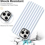 Magnetic for iPhone 13/14 Case Cute Stripes Phone Case, Shockproof Slim TPU and Hard PC Protective Phone Cover Compatible with MagSafe Designed for Women Girls, Blue and White