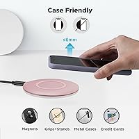 Vista 5 de Cargador inalámbrico de 15 W rosa rápido compatible con T-Mobile REVVL 7 PRO 5G, almohadilla de carga delgada de carga rápida