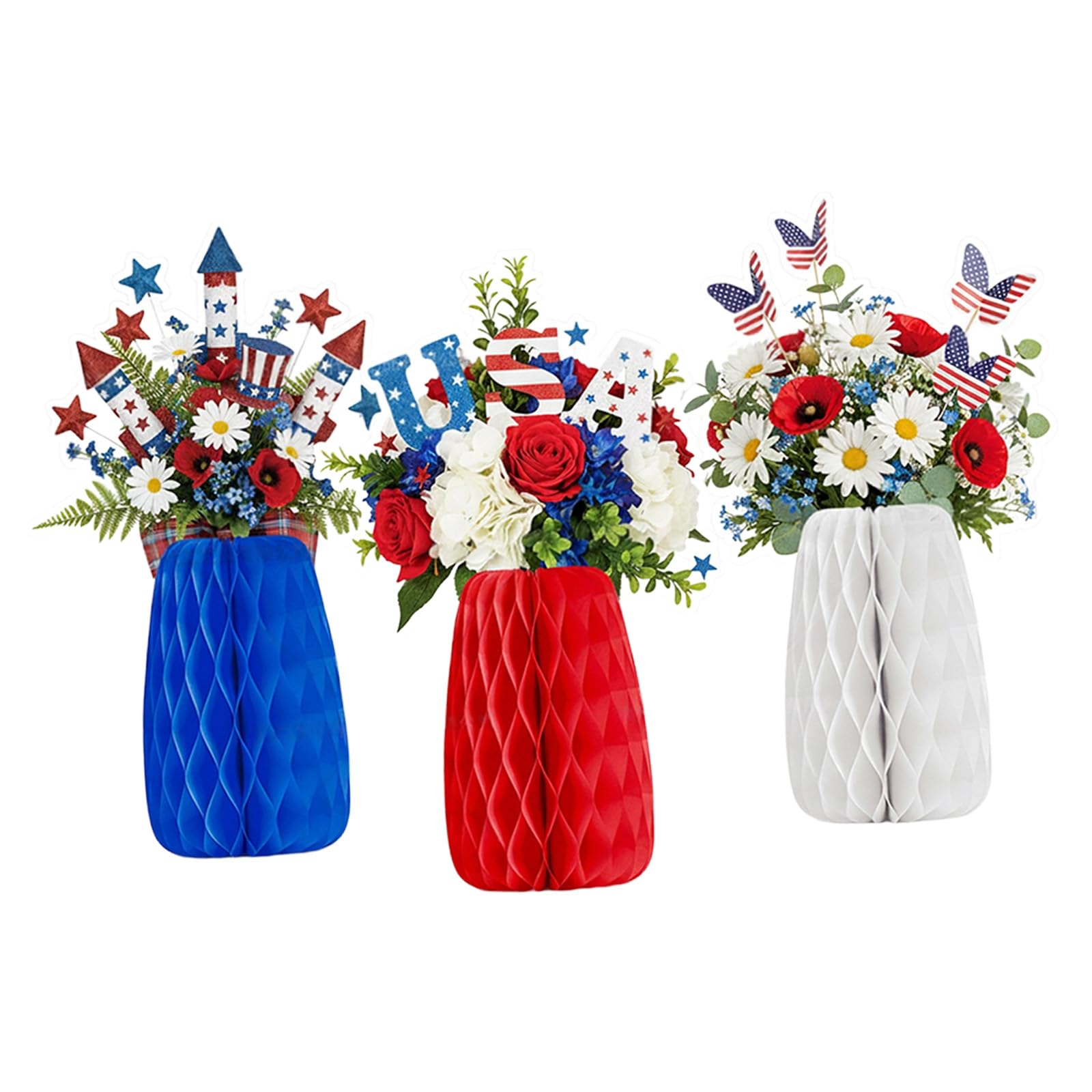 Whoasyst Colorful Independence Day Supplies Honeys Comb Ball Ornament Set for Indoor Outdoor Celebration Decoration Colorful Furnishings