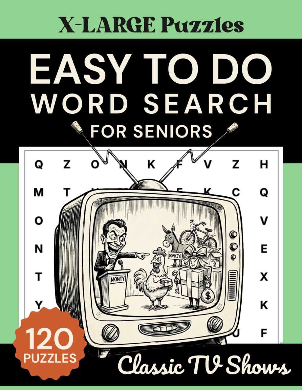 Easy To Do Word Search Puzzles For Seniors With Dementia: Easy To See Classic Television Word Search Puzzles With No Diagonal or Backward Words | 120 ... Puzzles | 9x9 Grids With 6 Words Per Puzzle
