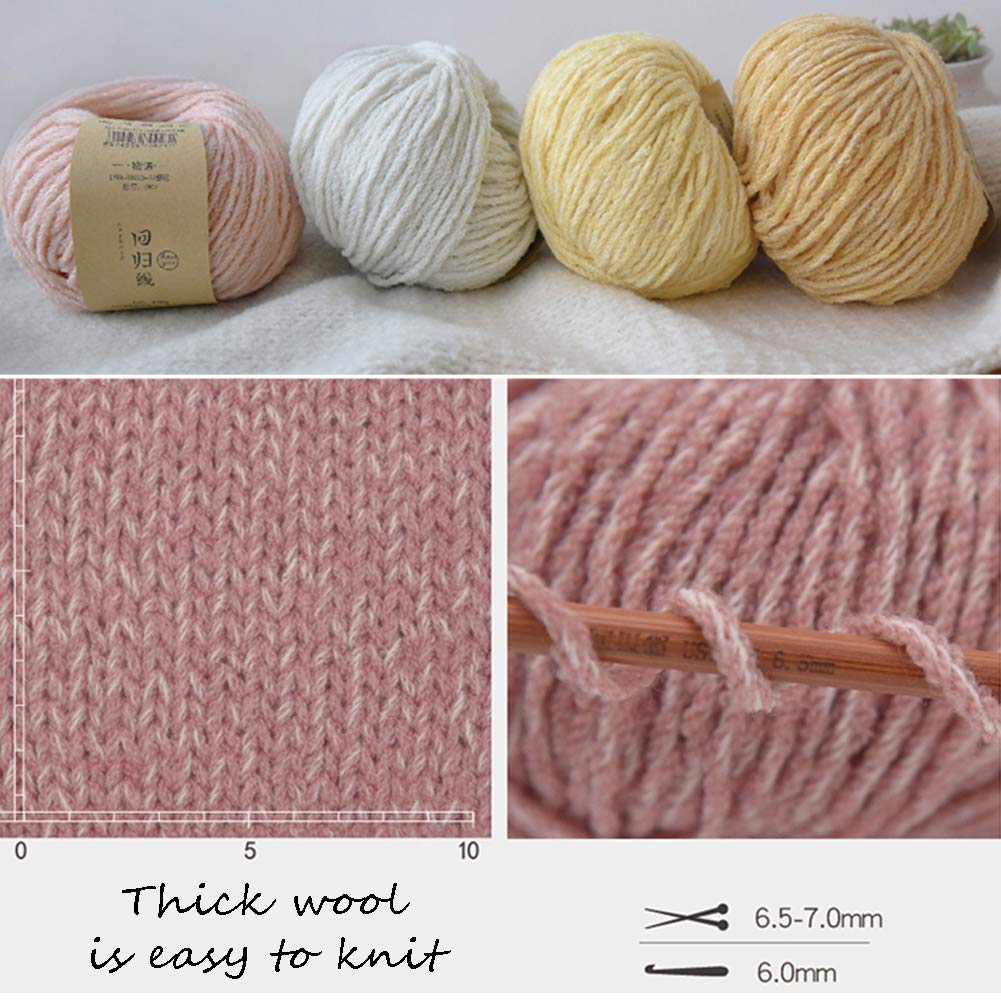 300G Gruesa Lana Merino Hilados de algodón, Bolas de 4 Colores Disponibles, Capa del suéter del mantón Sombrero, Suave y cálido,04