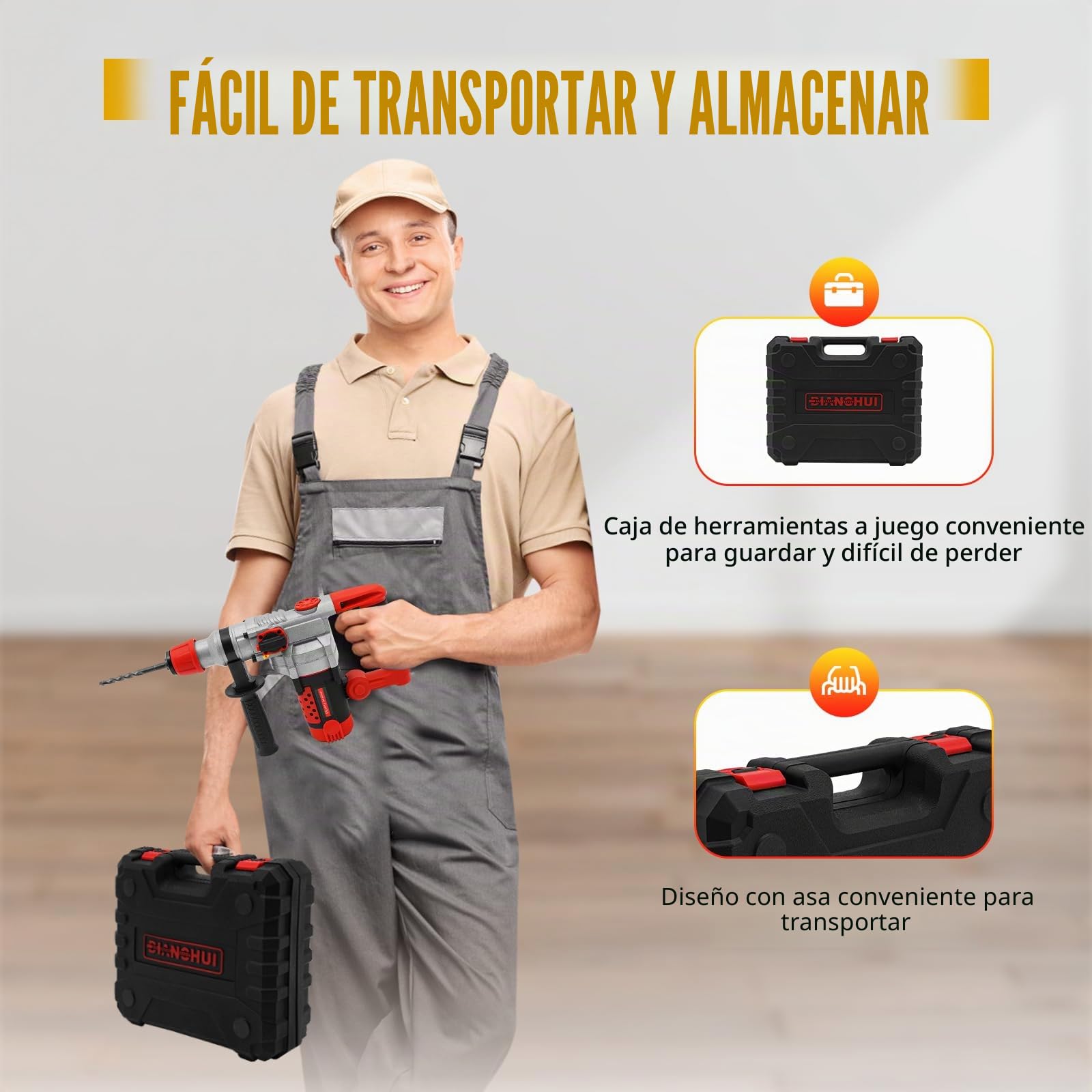 Martillo perforador, martillo cincelador eléctrico, martillo de demolición, herramientas eléctricas con maletín, juego de 2200 W