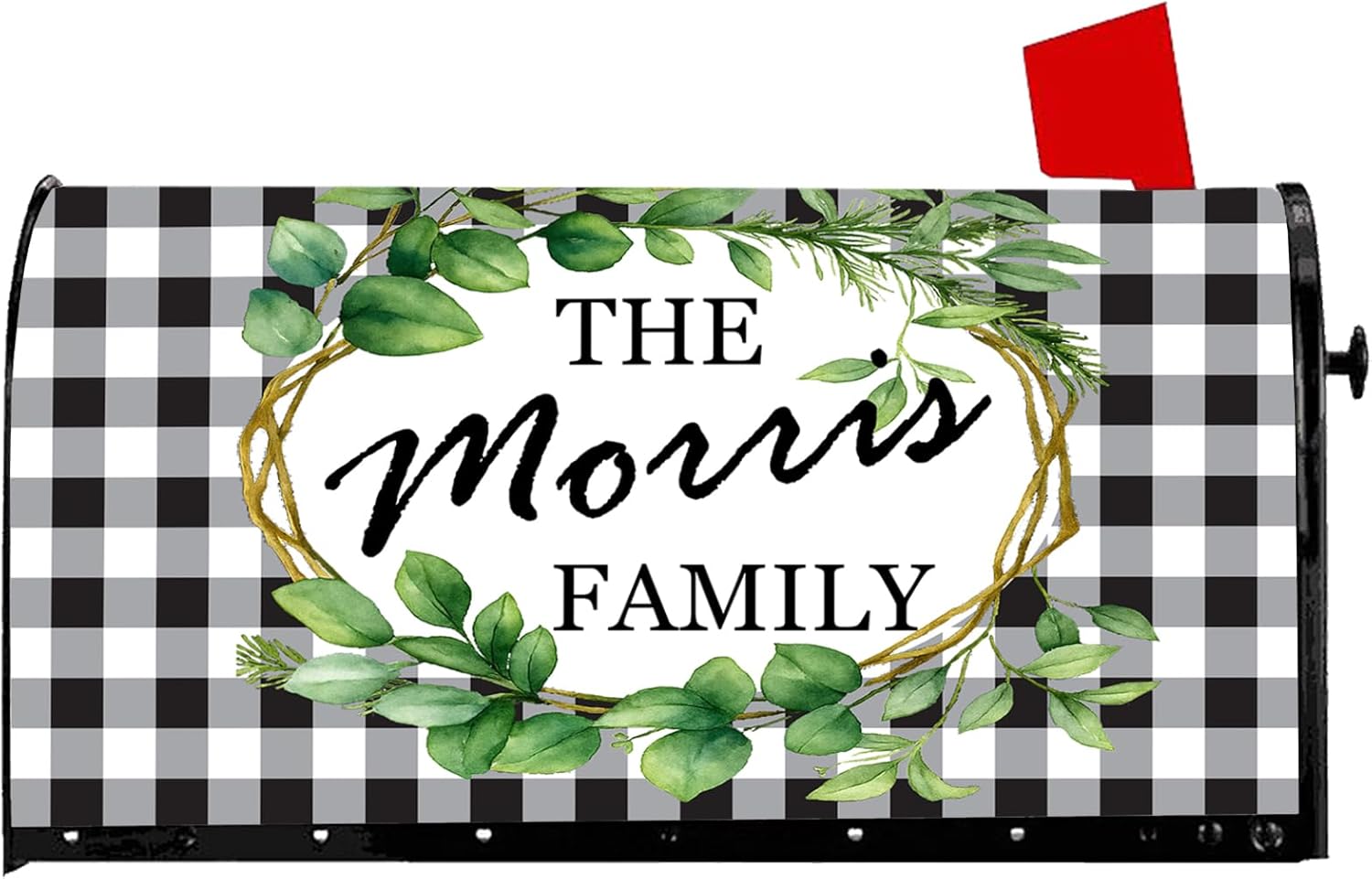Personalize Custom Mailbox Cover, Customized Mailbox Wraps Flowers Wreath Address Numbers, Personalized Mail Box Magnet Decor Post Letter Box Covers Standard Size for Outside Garden Yard