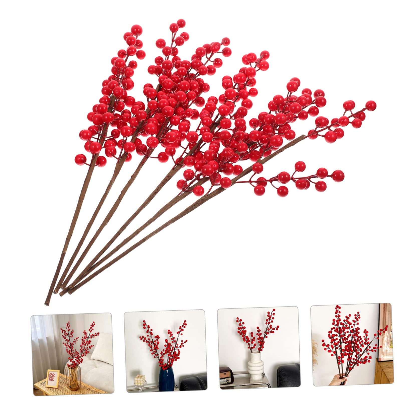 TOPBATHY 12 Pz Ramo Di Bacche Rosse Gambo Di Bacche Artificiali Di Fiori Di Natale Bacca Artificiale Raccoglitori Di Bacche Artificiali Bacche Di Piante Di Simulazione Rosso Schiuma