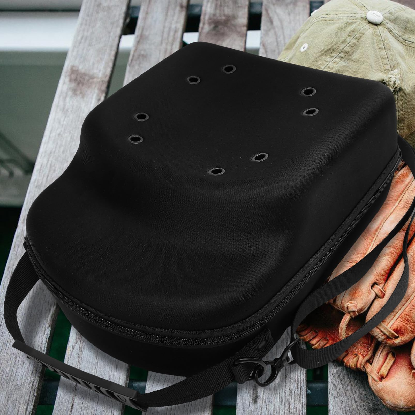 Porta Cappelli da Viaggio in Eva Nero per Cappelli da Baseball Design Pratico e Protettivo, Custodia Compatta e Leggera per Viaggi e Spostamenti