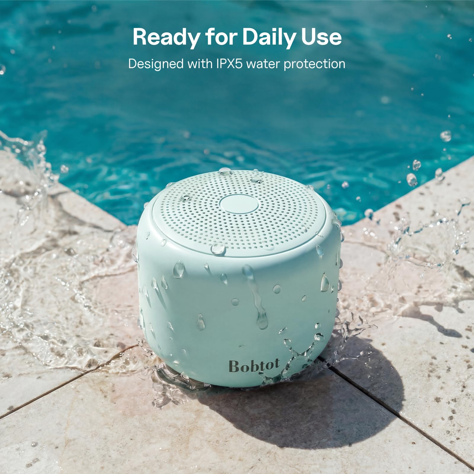 Bobtot Altoparlanti Bluetooth portatili con cinghia, facili da trasportare, mini altoparlante wireless IPX5 impermeabile con suono stereo forte, 15 ore di riproduzione, batteria ricaricabile,