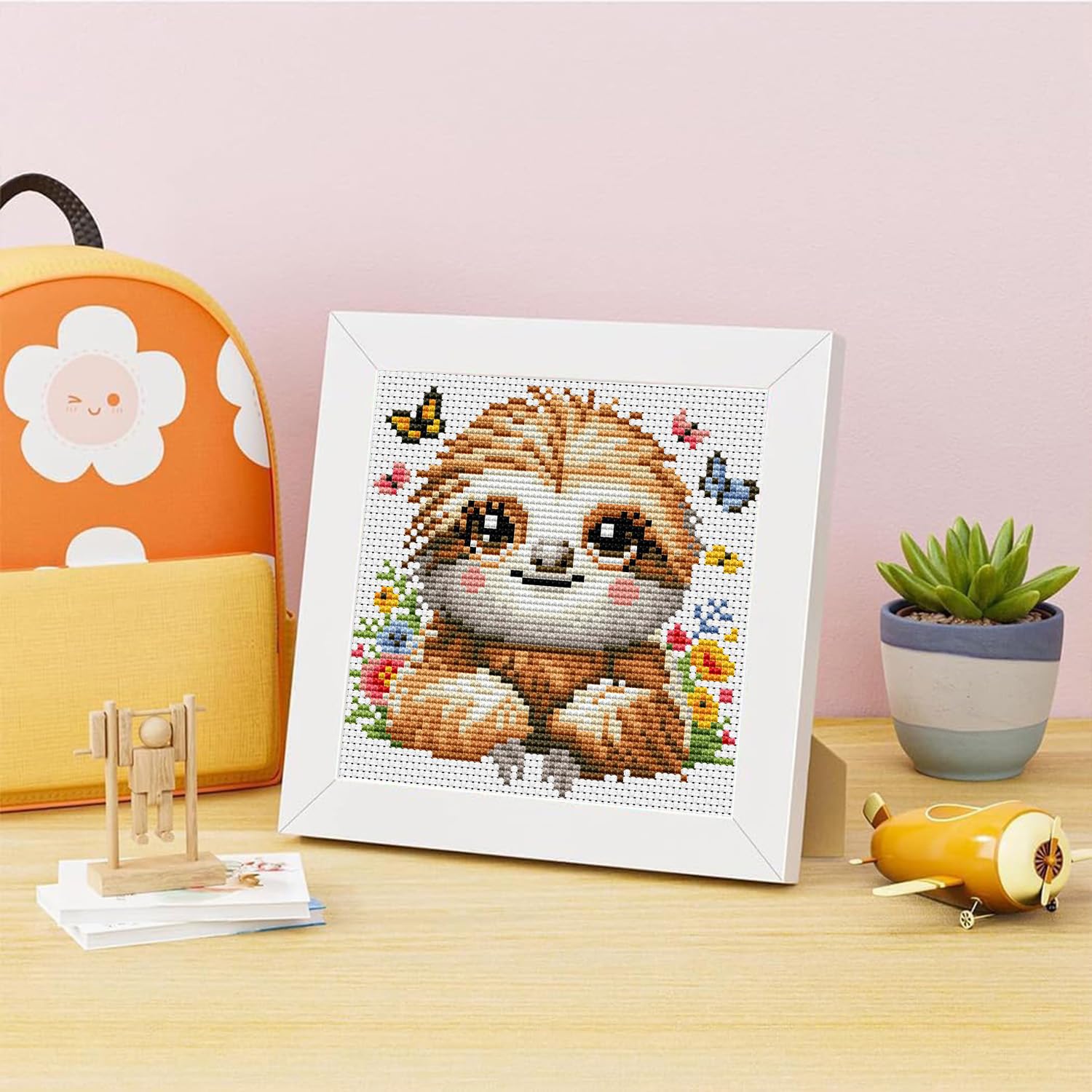 Beginner Cross Stitch Kits - Sloth Stamped Art -2 Beginner Cross Stitch Kits - Sloth Stamped Art -2