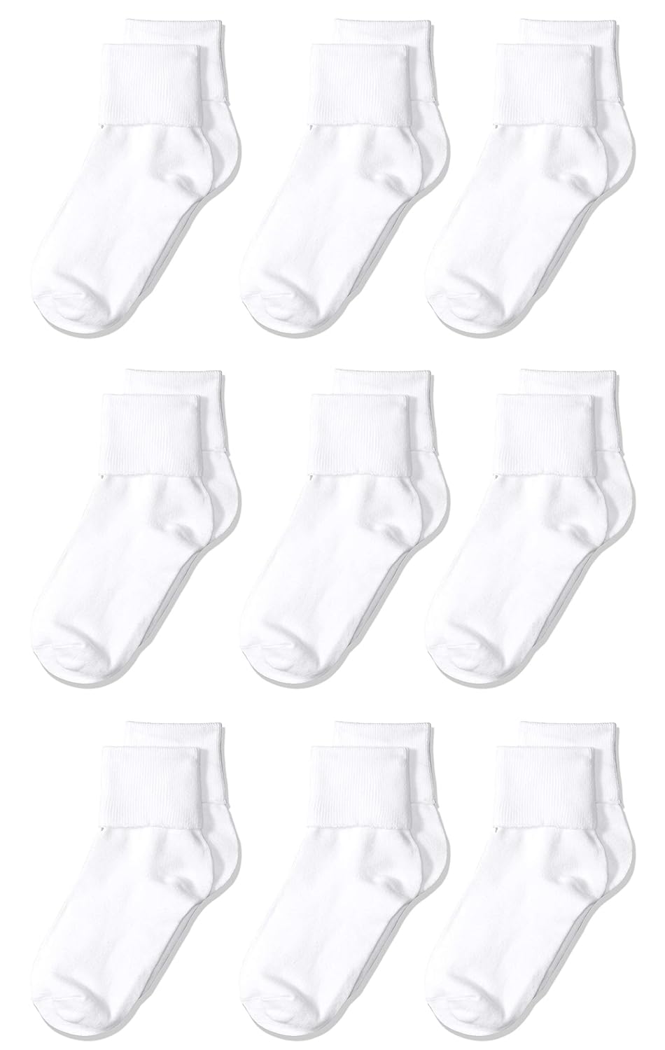 Amazon Essentials Girls and Toddlers Cotton Blend Uniform Turn Cuff Socks 9 Pairs