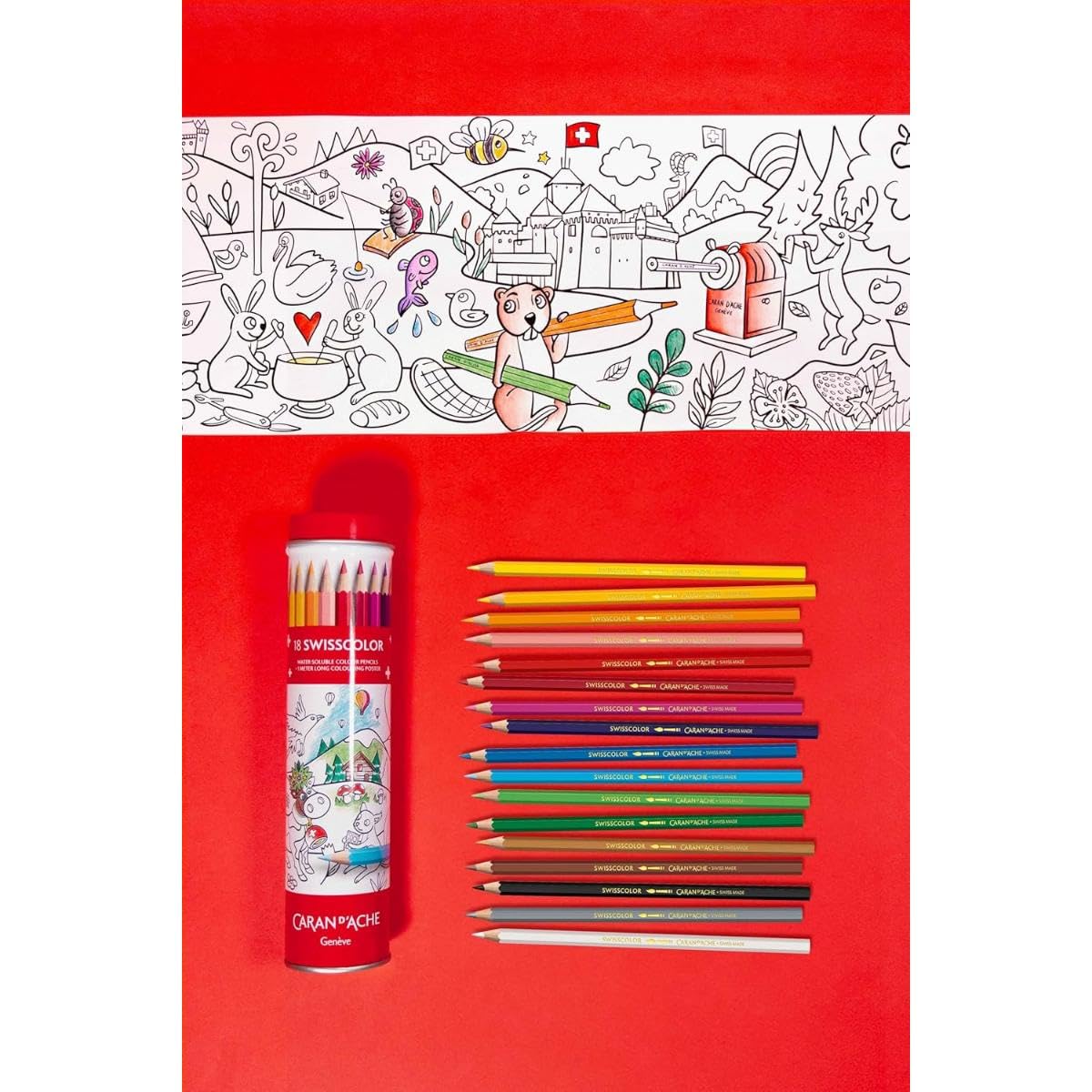 Amazon | カランダッシュ CARAN D'ACHE 水溶性色鉛筆+塗り絵 スイス