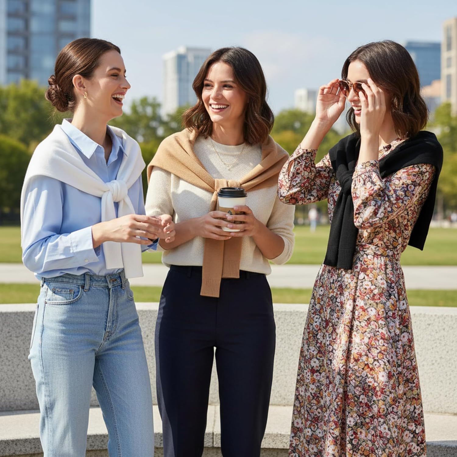 Janmercy 3 Pack Sweater Shawl Wraps for Women Knitted Knotted Sweater Casual Shawls Knotted Travel Scarves Bulk in Black White Camel Cape Shoulder Tops Fashion Wrap - Image 6