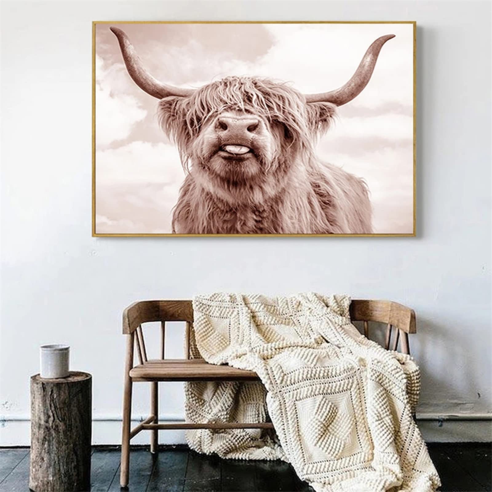 leioo 5D Diamond Painting Kits, Full Drill Diamond Highland Cow Picture for Adults, Full Drill Crystal Rhinestone Painting Pictures for Home Wall Decor Gift （50x100cm19x39inch）